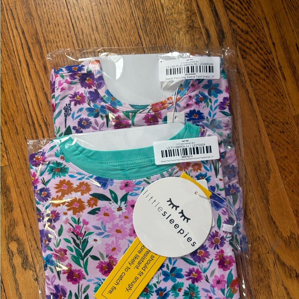 Little Sleepies Floral Pajama Set and dress 2T olivia all